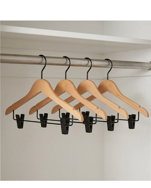 Glpwc Beechwood Double Clip Pants Hanger Set of 4 Natural Black - Lifestyle view