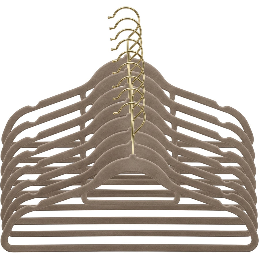 Glpwc Slim Velvet Shirt Hanger Set of 10 Taupe Brass